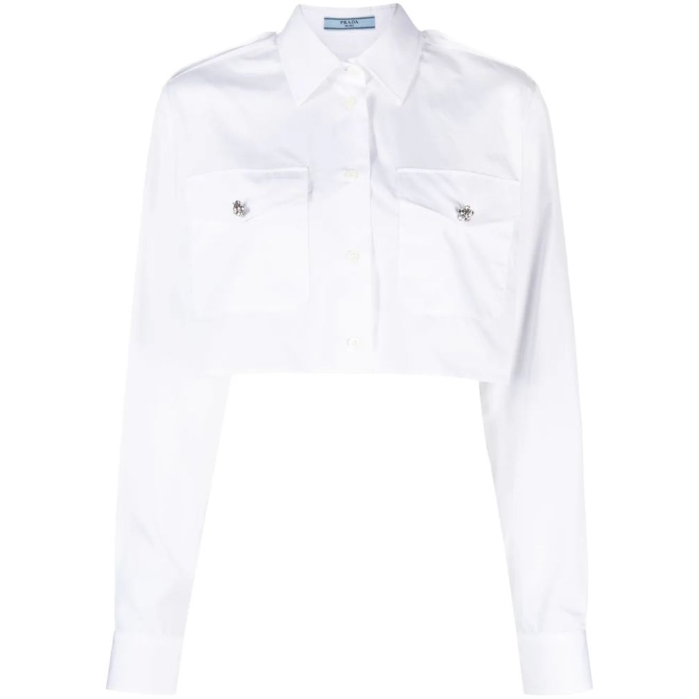 Chemise 'Crystal-Embellished Cropped' pour Femmes
