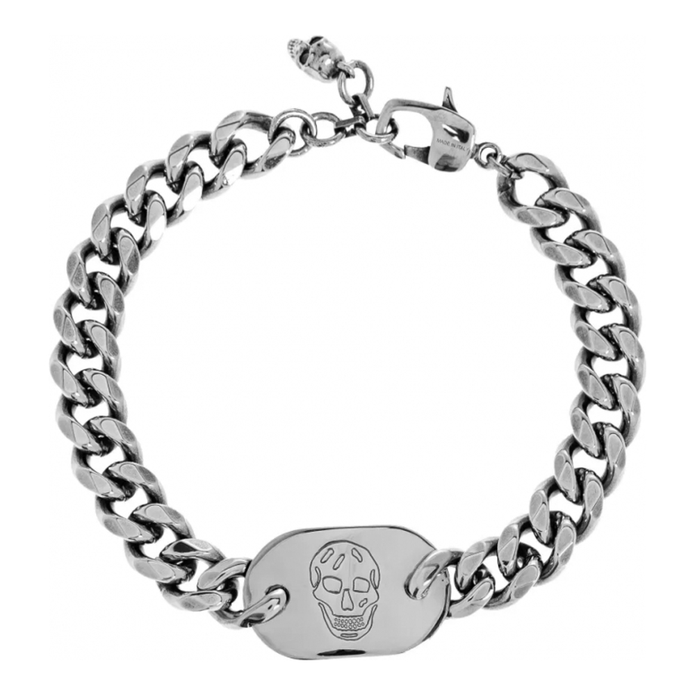 'Skull-Plaque Curb-Chain' Armband für Herren