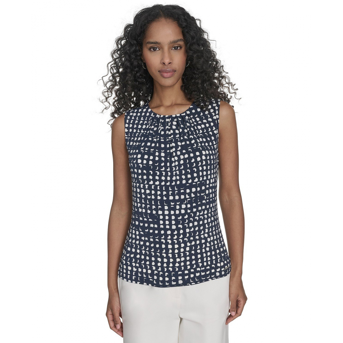 Femmes's 'Printed Pleat-Neck Shell' Top