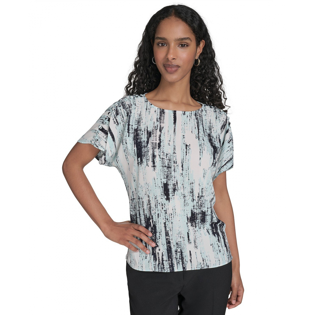 Femmes's 'Printed Button-Shoulder' Blouse