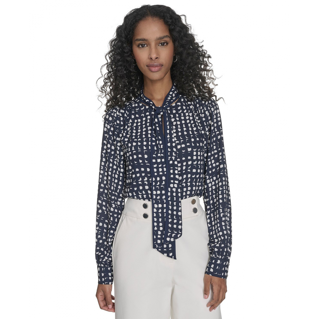 Femmes's 'Printed Tie-Neck' Blouse