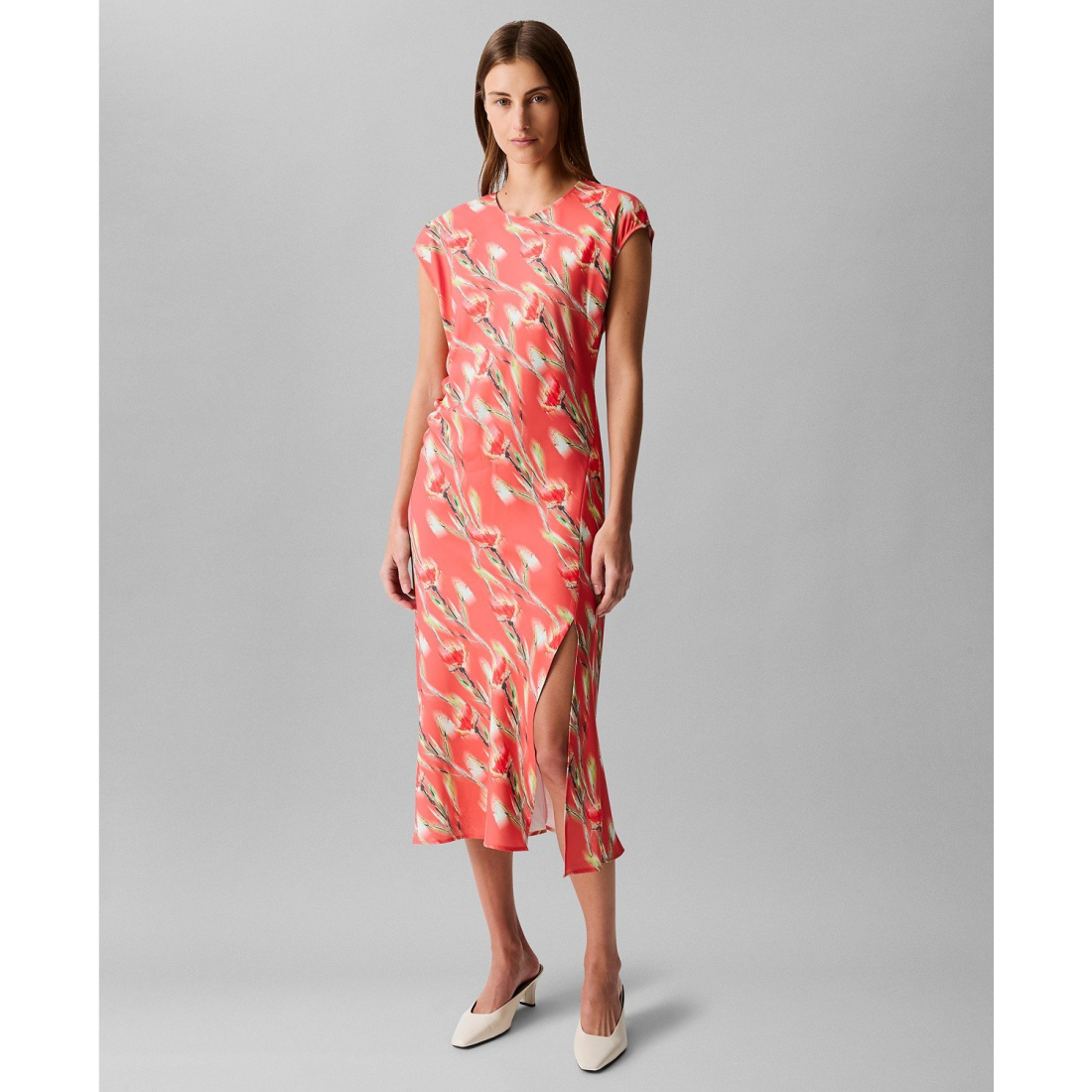 Femmes's 'Cap Sleeve Printed' Robe Midi