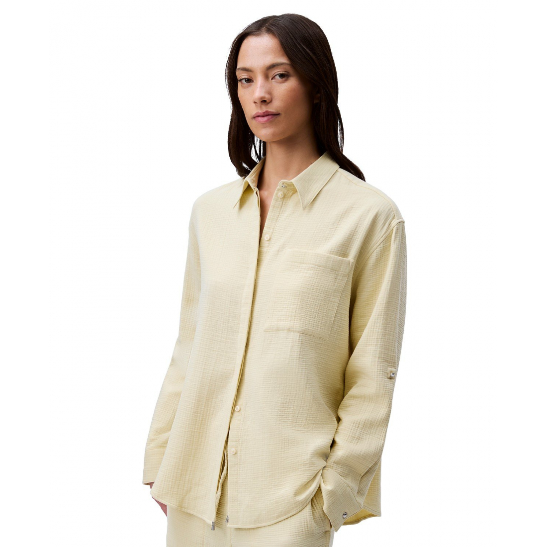 Chemise 'Double Gauze Roll-Tab-Sleeve Button-Down' pour Femmes