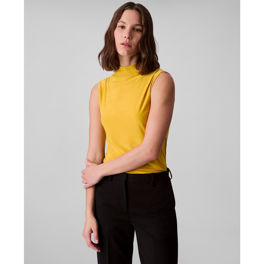 Femmes's 'Mock-Neck Ruched' Haut sans manches