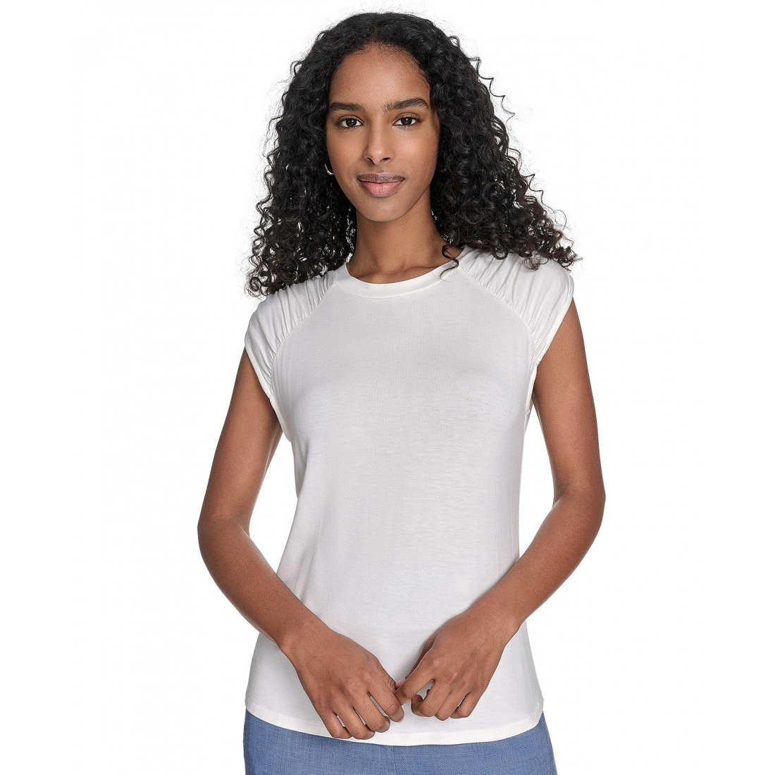 Femmes's 'Crewneck Ruched' Top à manches courtes