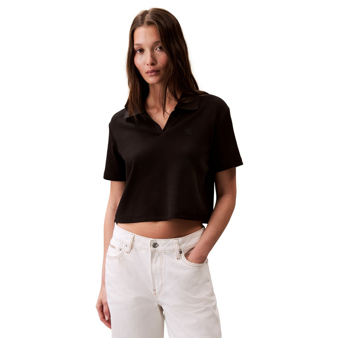 Polo 'Ribbed Monogram-Logo' pour Femmes