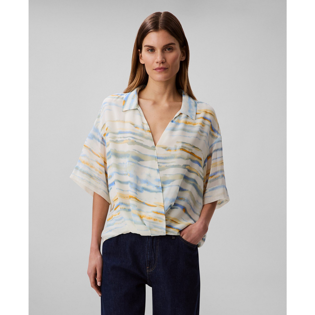 Femmes's 'Printed V-Neck Faux-Wrap' Blouse