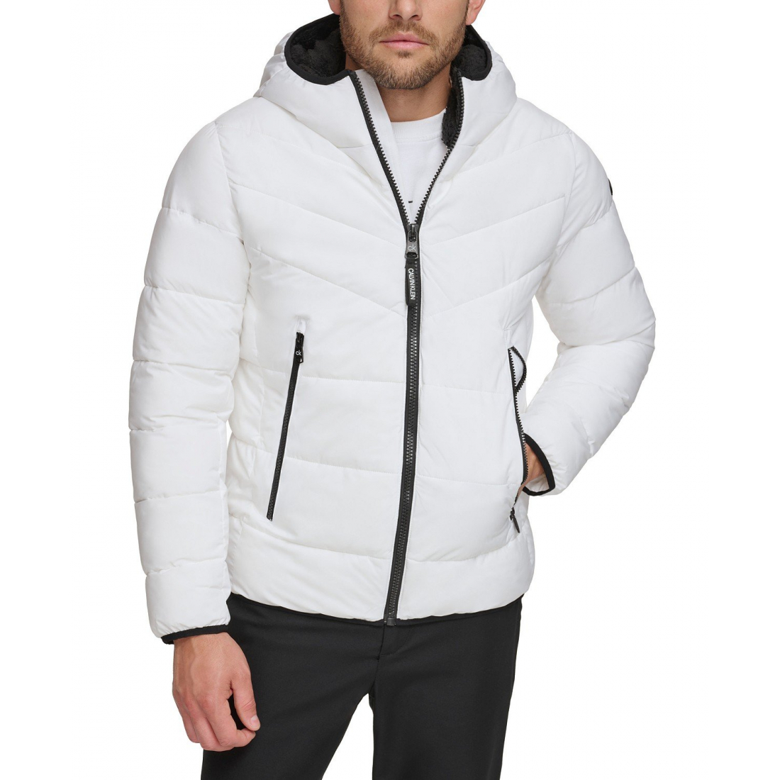 Veste matelassée 'Chevron Stretch With Sherpa Lined Hood' pour Hommes