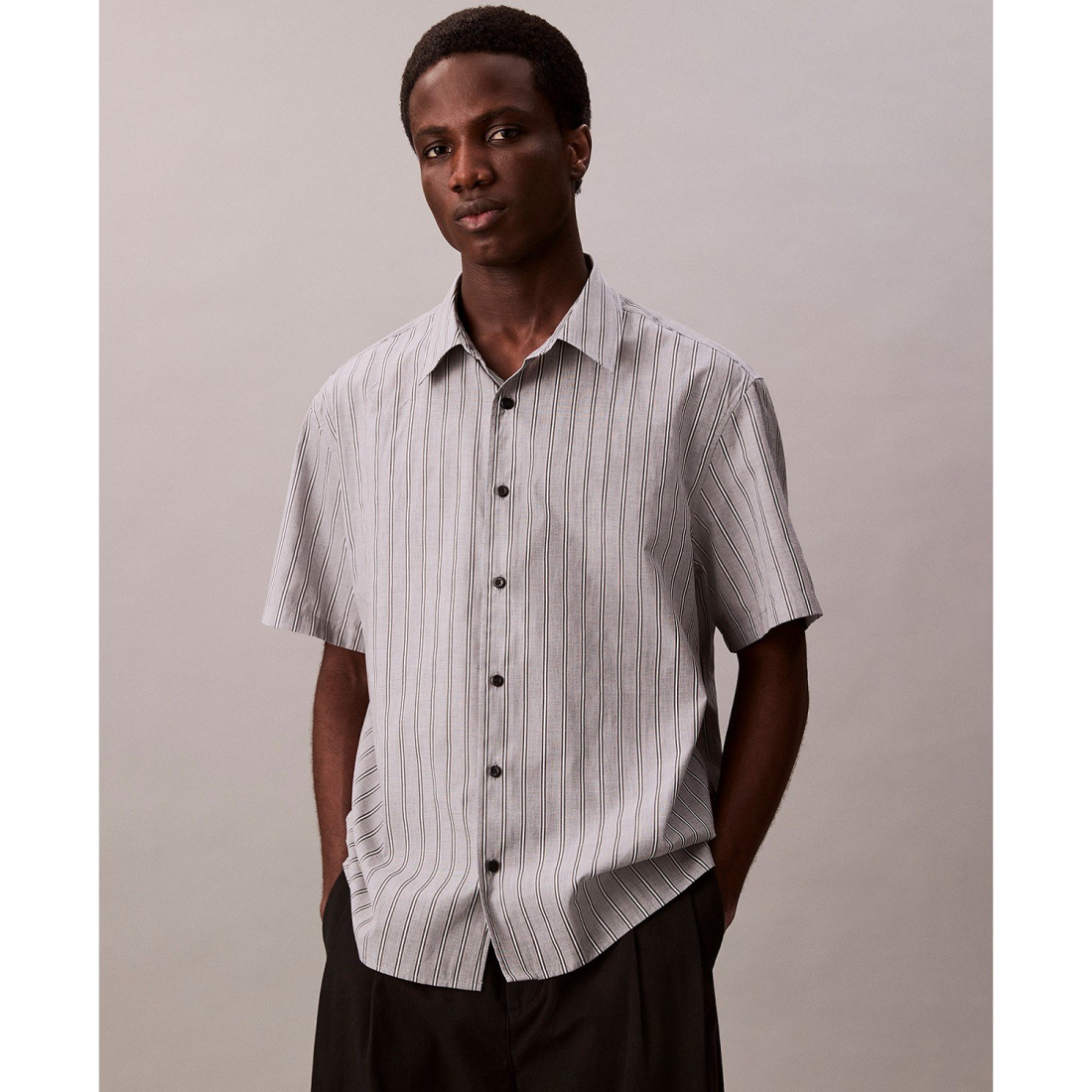 Chemise à manches courtes 'Cotton Striped Textured' pour Hommes