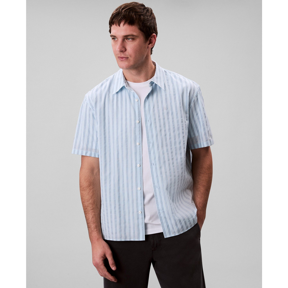 Chemise à manches courtes 'Cotton Striped Textured' pour Hommes