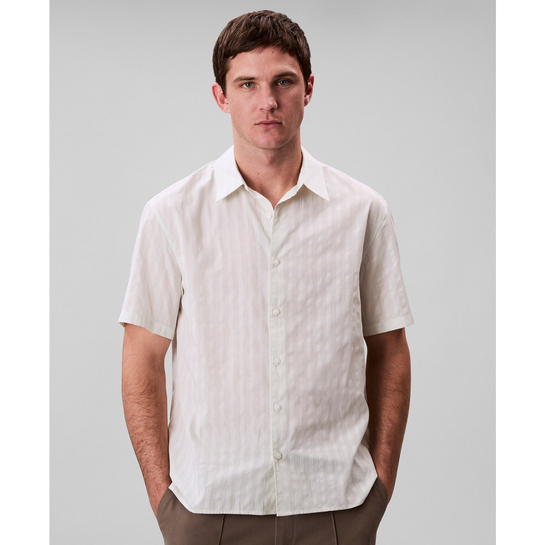 Chemise à manches courtes 'Cotton Striped Textured' pour Hommes