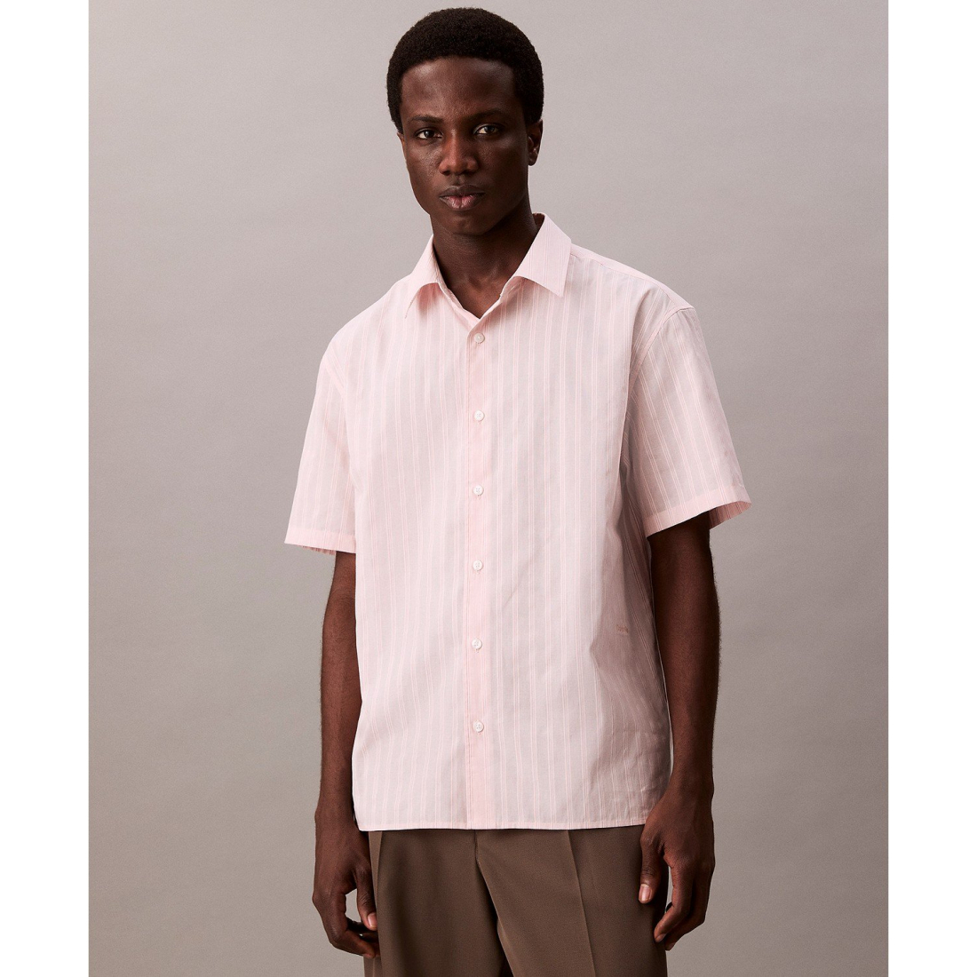 Chemise à manches courtes 'Cotton Striped Textured' pour Hommes