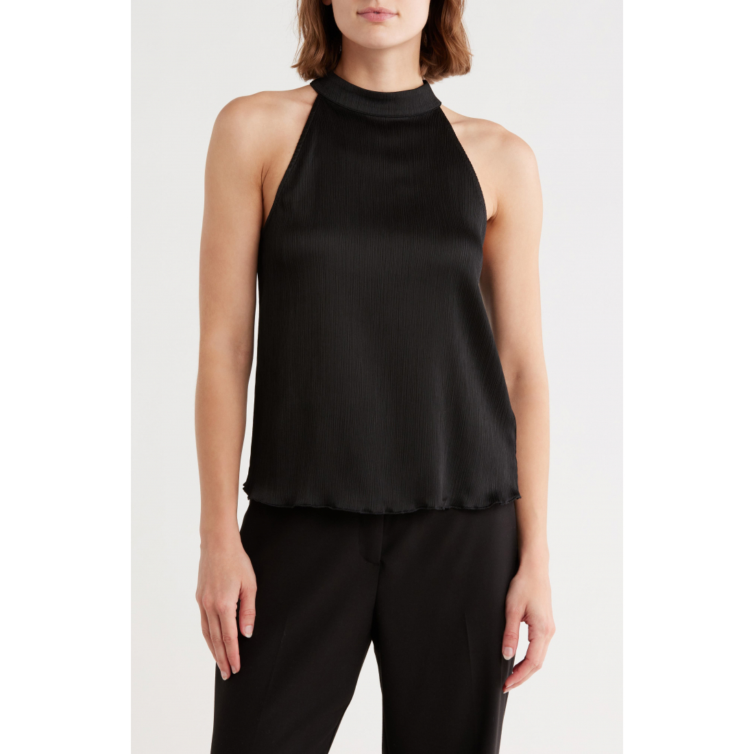 Femmes's 'Mock Neck Plissé' Haut sans manches