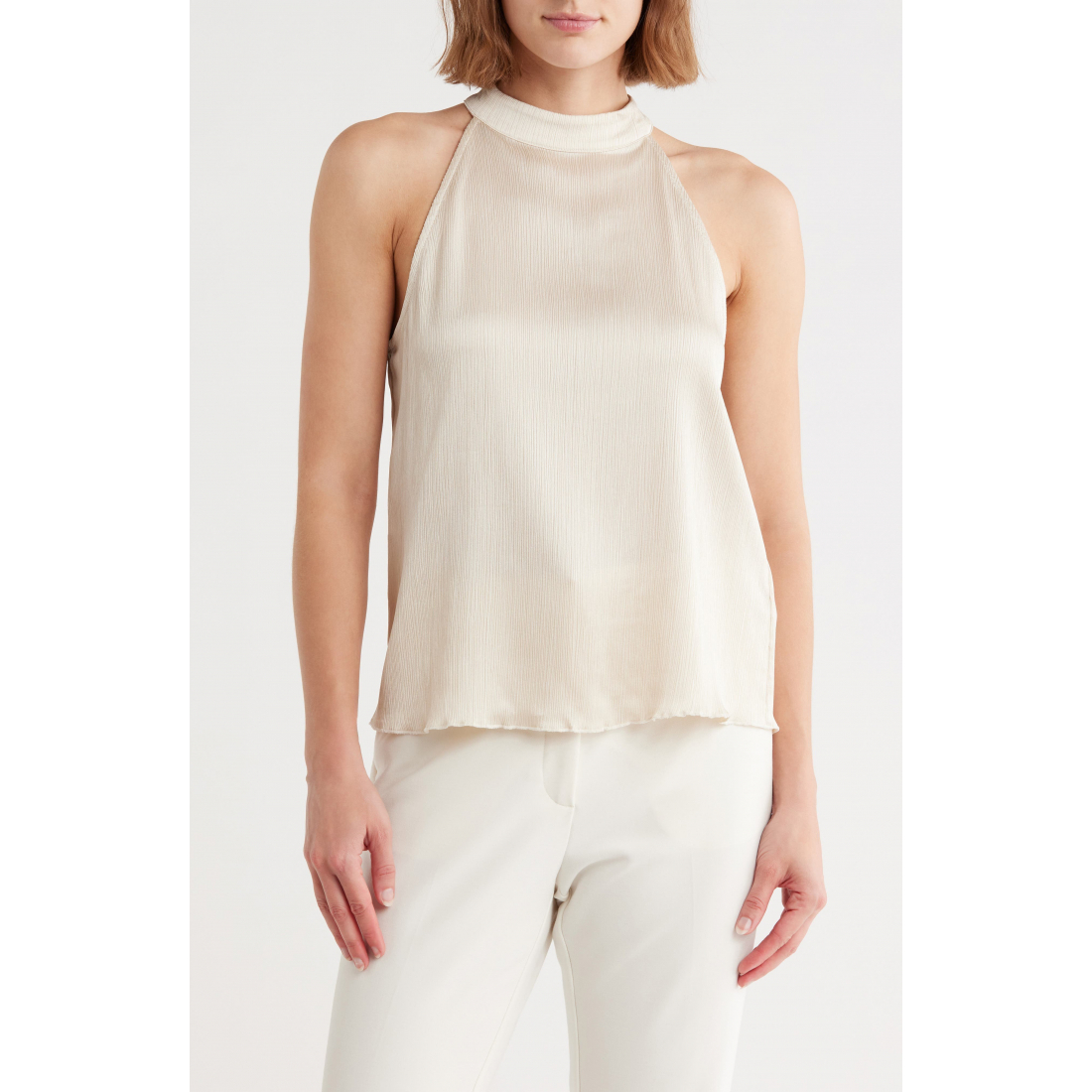 Femmes's 'Mock Neck Plissé' Haut sans manches