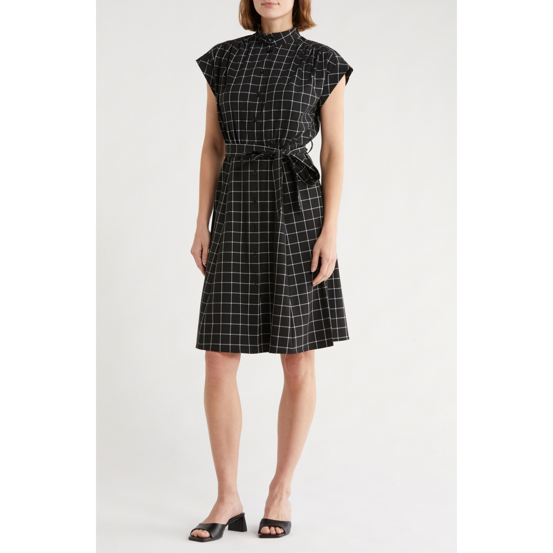 Robe chemise 'Gingham Check Belted' pour Femmes
