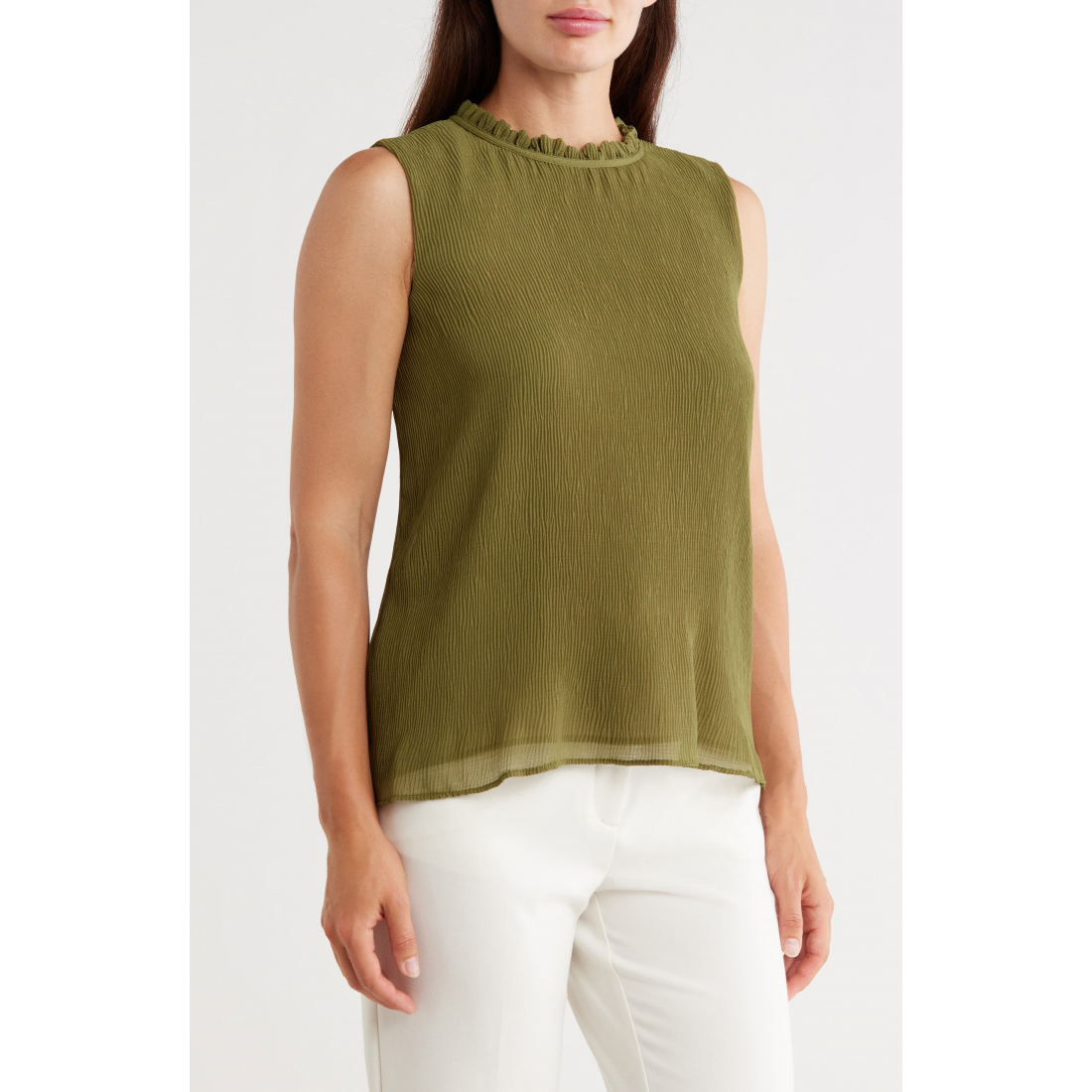 Haut sans manches 'Pleat Mock Neck' pour Femmes