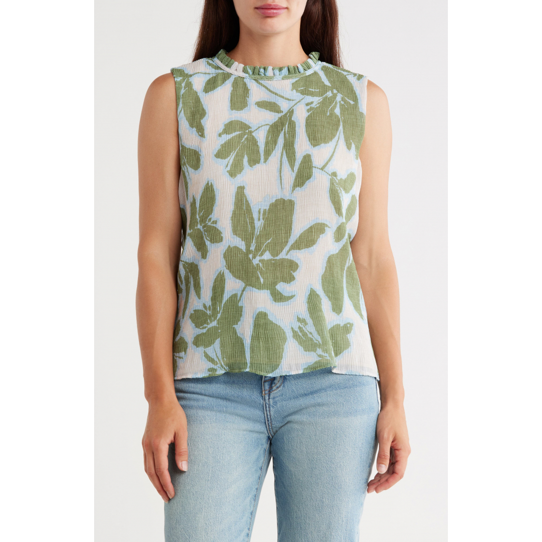 Haut sans manches 'Pleat Mock Neck' pour Femmes