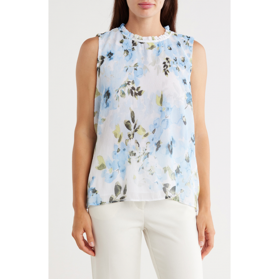 Haut sans manches 'Pleat Mock Neck' pour Femmes