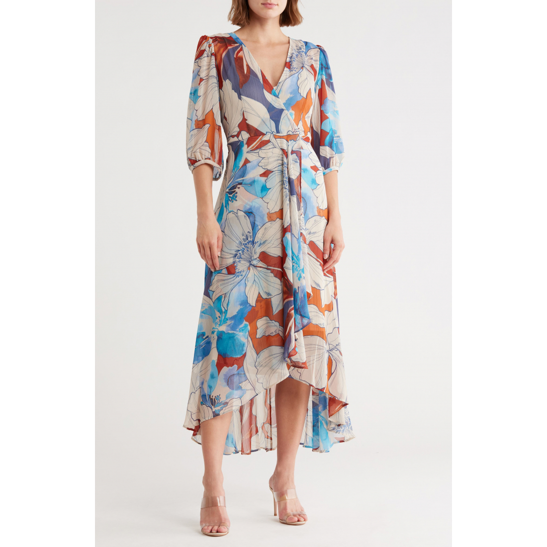 Femmes's 'Floral Faux Wrap Chiffon' Robe maxi