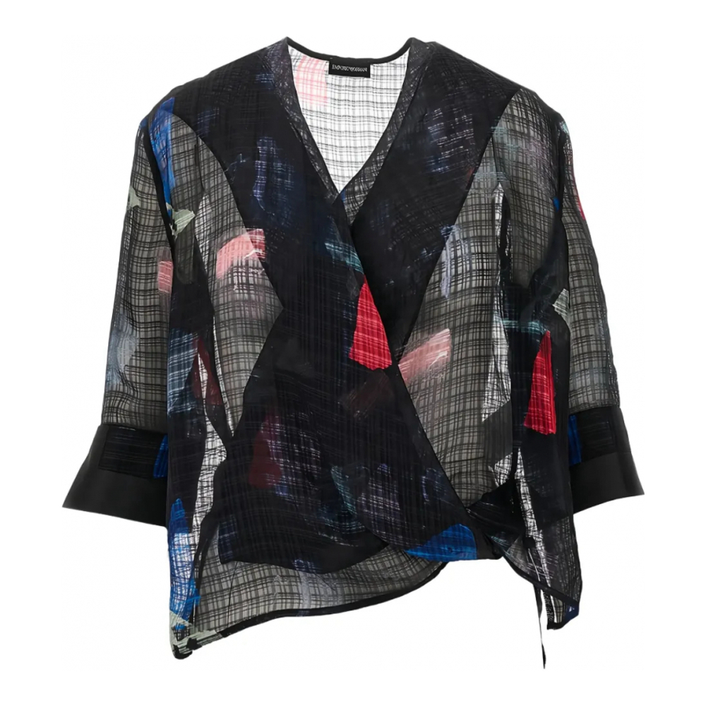 Blouse à manches 3/4 'Checked' pour Femmes