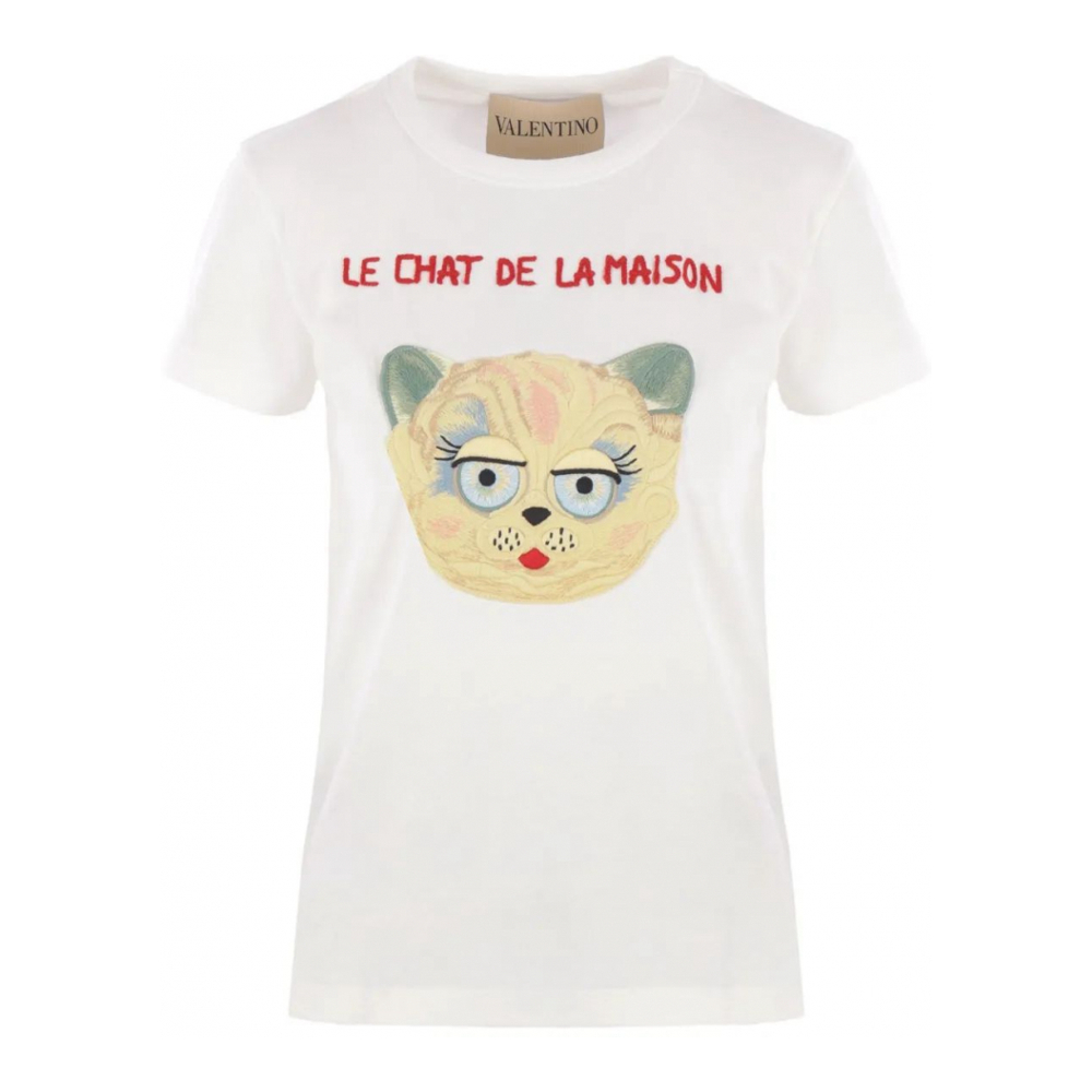 T-shirt 'Cat-Face Patch' pour Femmes