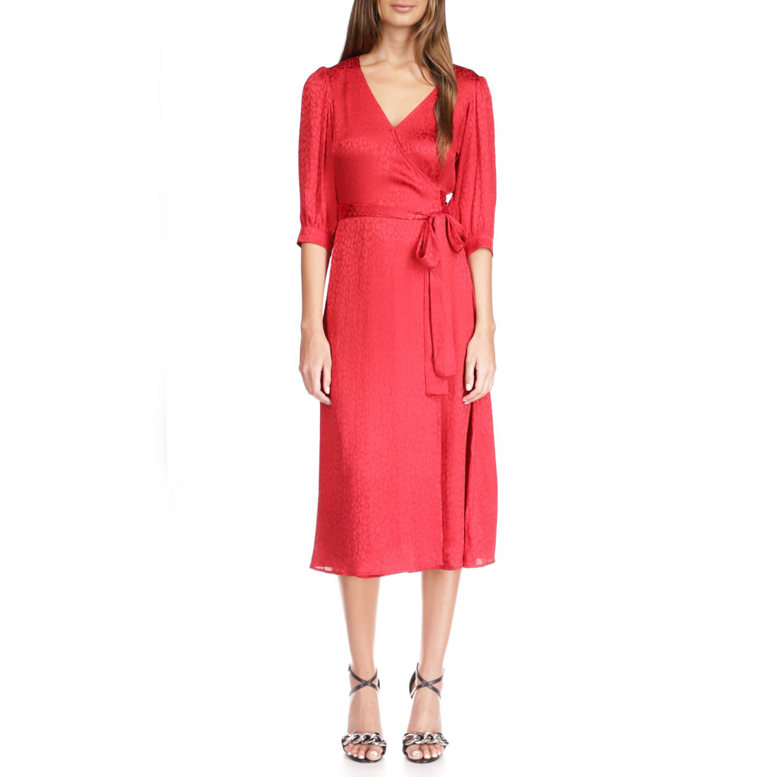 Robe Midi 'Cheetah Jacquard Wrap' pour Femmes