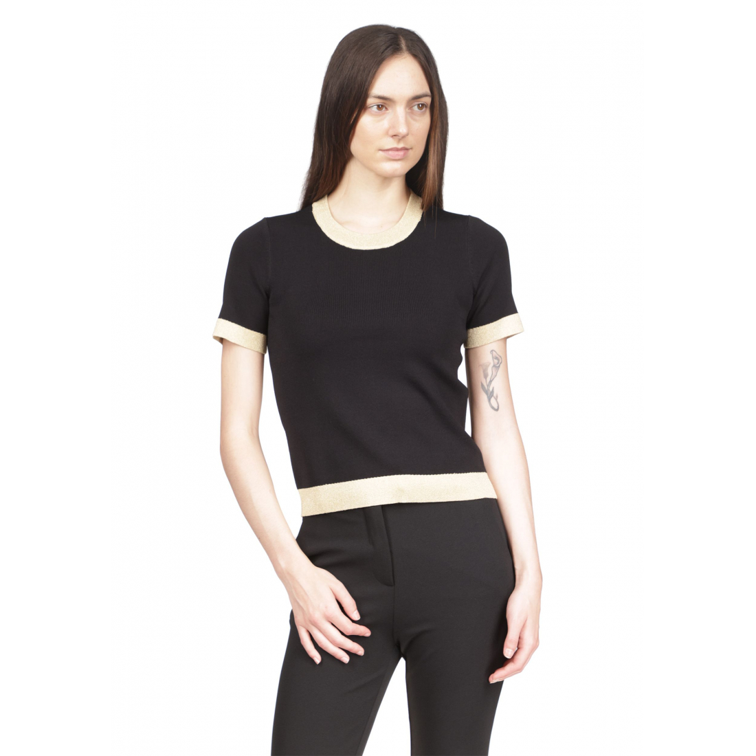 Pull 'Short Sleeve Metallic Trim' pour Femmes