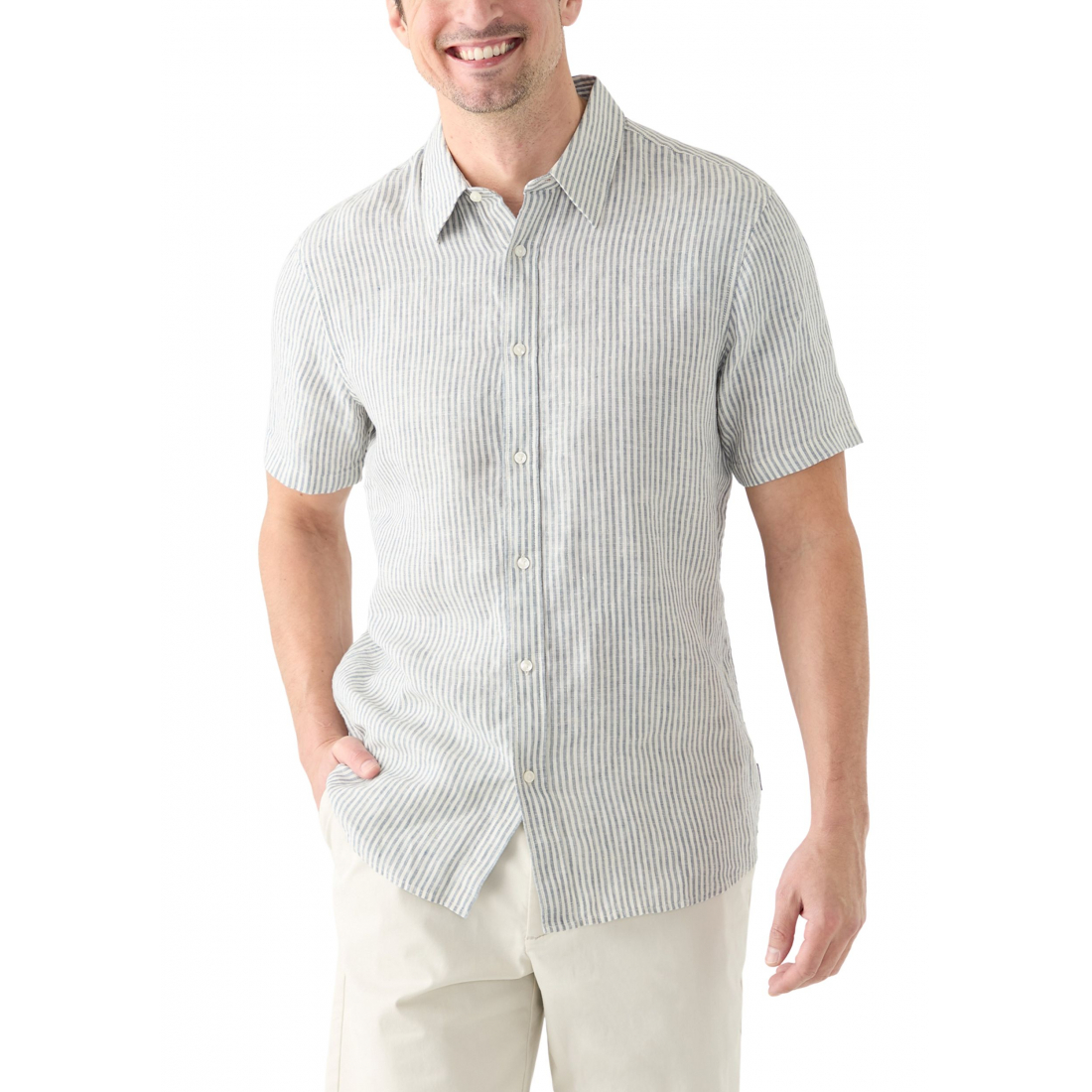 Chemise à manches courtes 'Classic Linen Stripe' pour Hommes