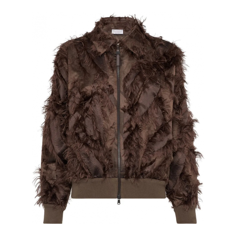 'Feather-Trimmed' Bomberjacke für Damen