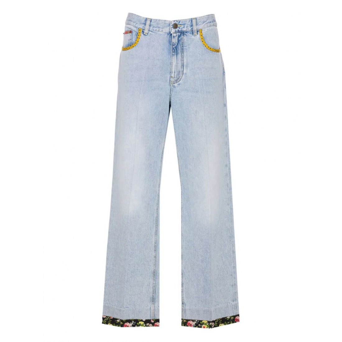 Jeans 'Floral-Hem Embroidered' pour Femmes