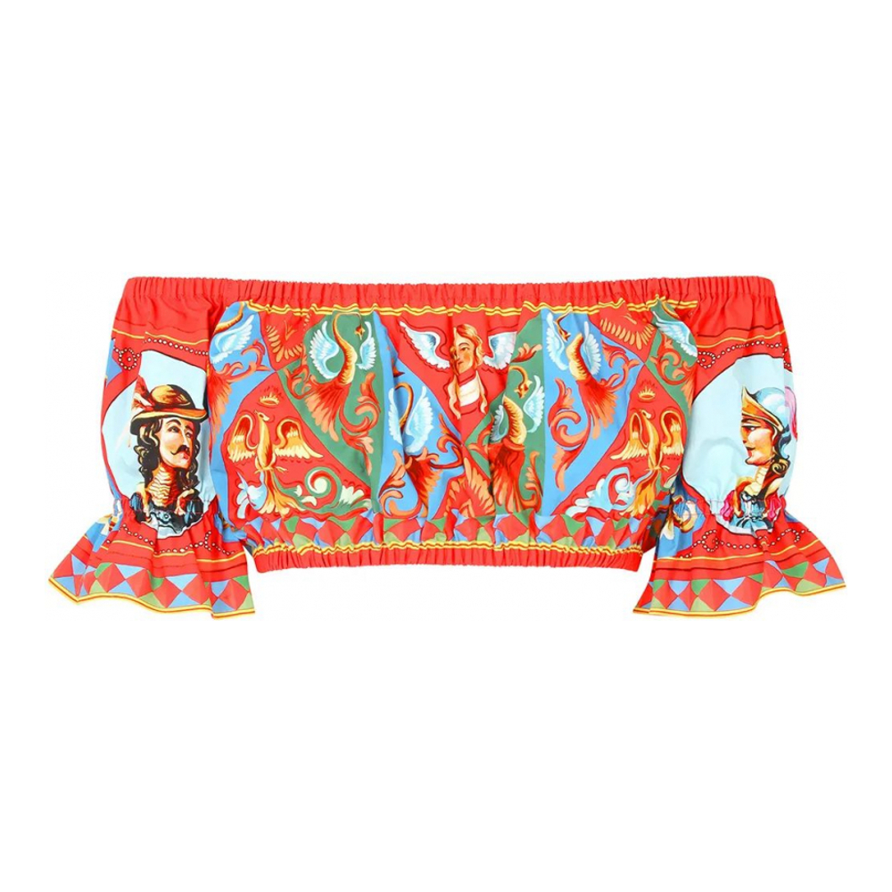 Crop Top 'Carretto-Print Off-Shoulder' pour Femmes