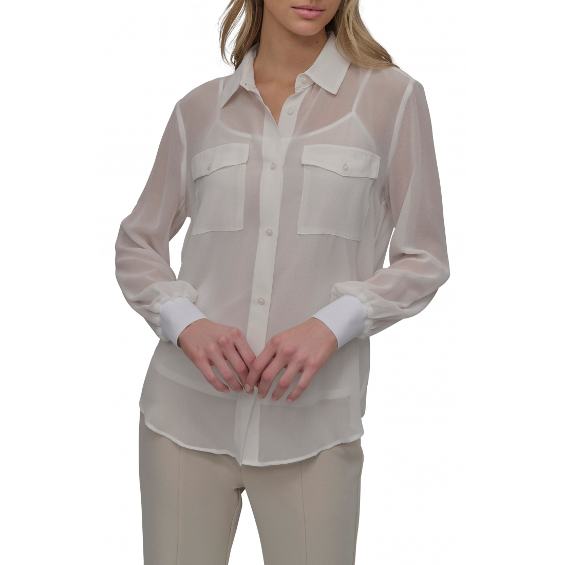 Chemise 'Chiffon Button-Up' pour Femmes
