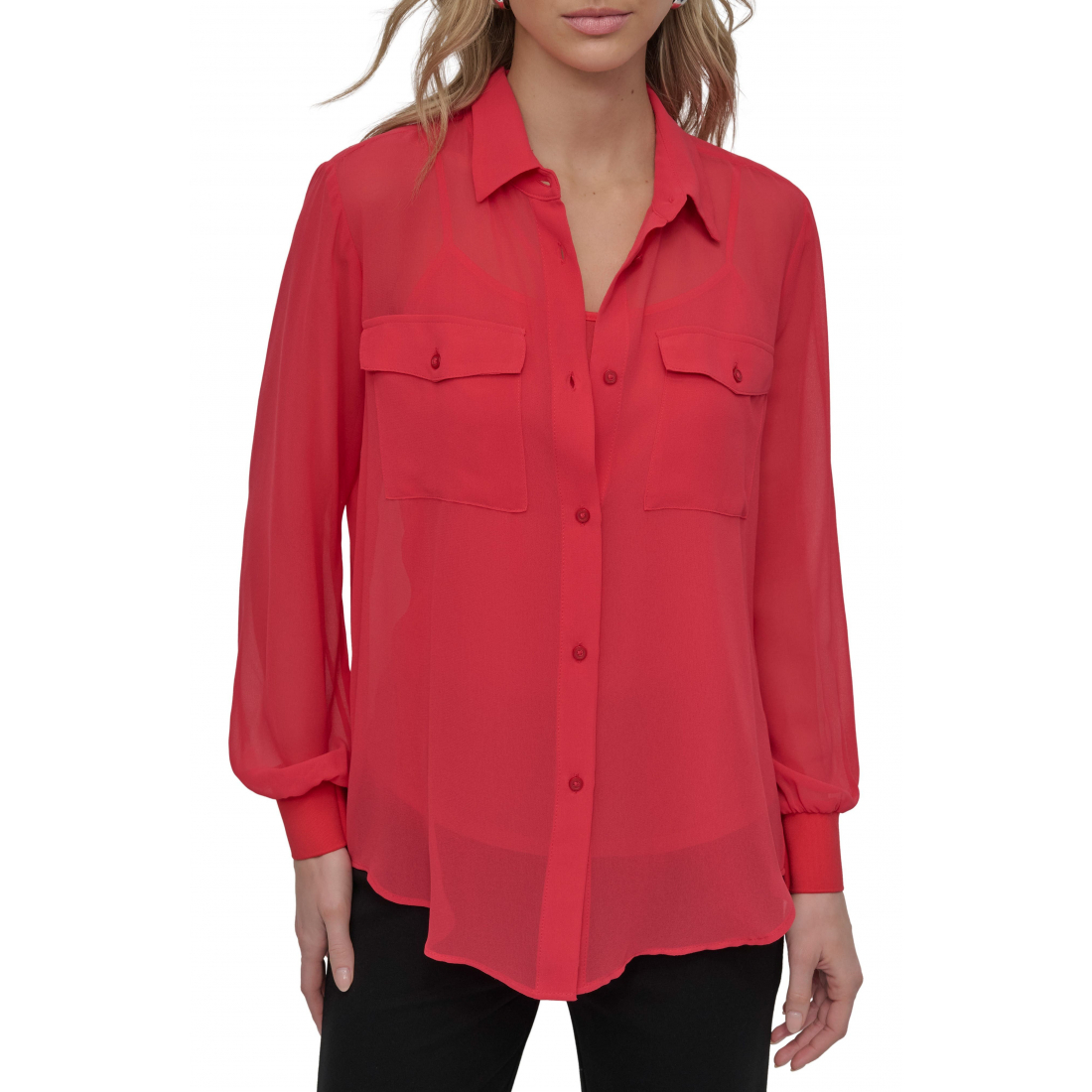 Chemise 'Chiffon Button-Up' pour Femmes