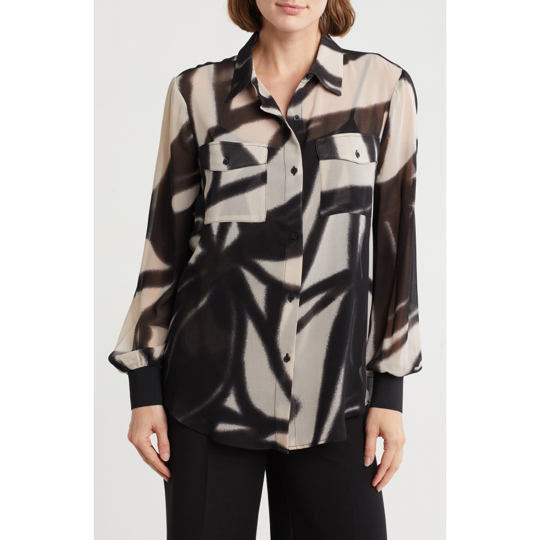 Chemise 'Abstract Print Chiffon Button-Up' pour Femmes