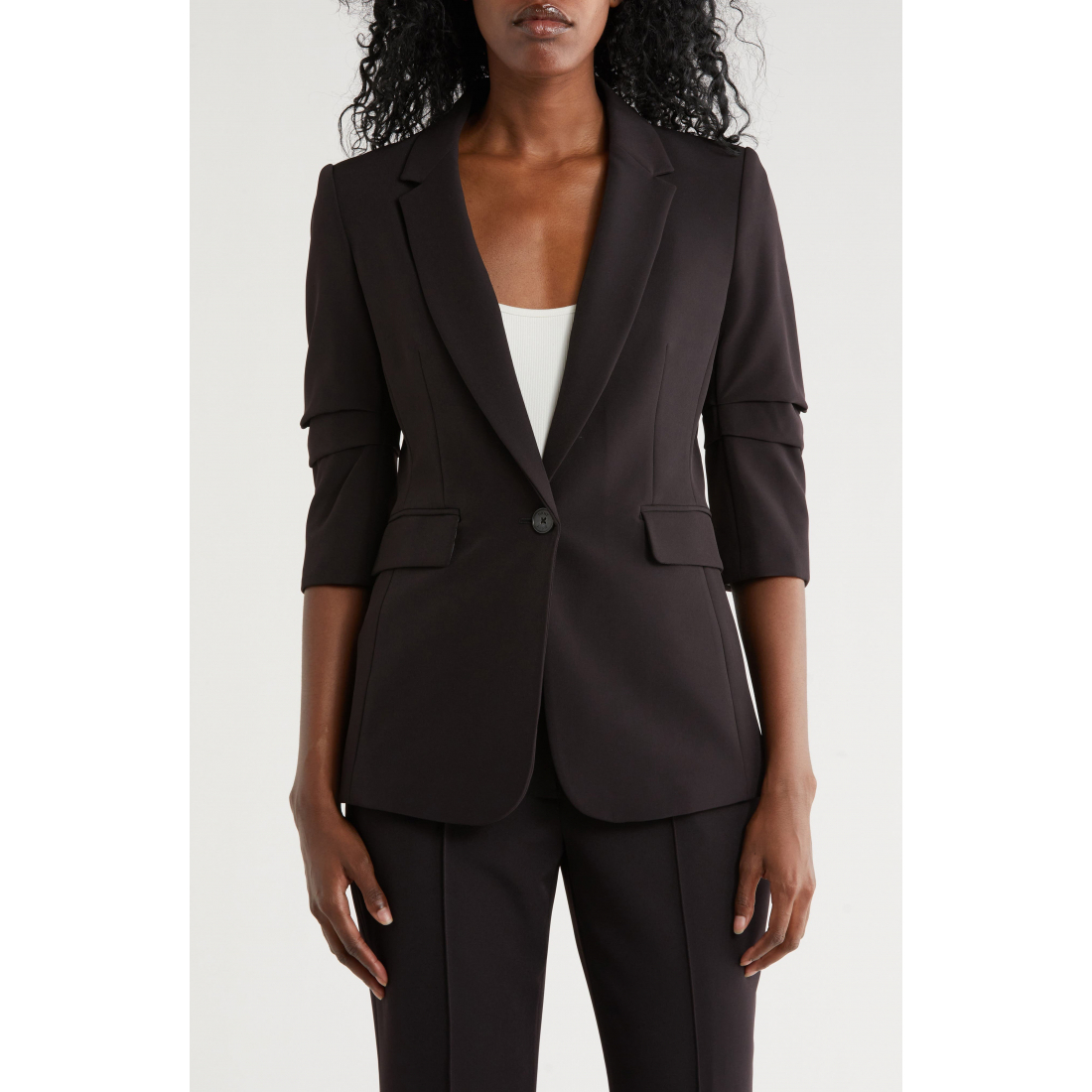 Blazer 'Ruched Sleeve One Button' pour Femmes