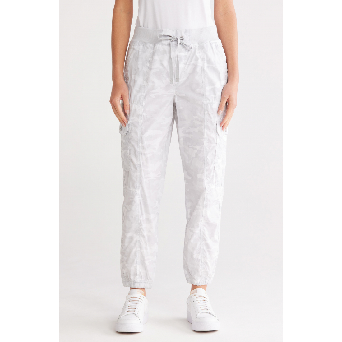 Jogging 'Ribbed Drawstring Waist Cargo' pour Femmes