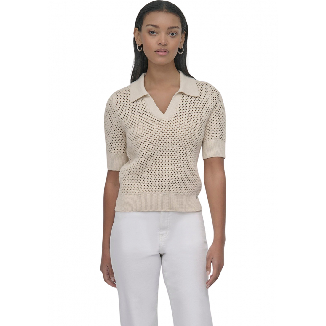 Polo 'Open Pointelle Stitch' pour Femmes