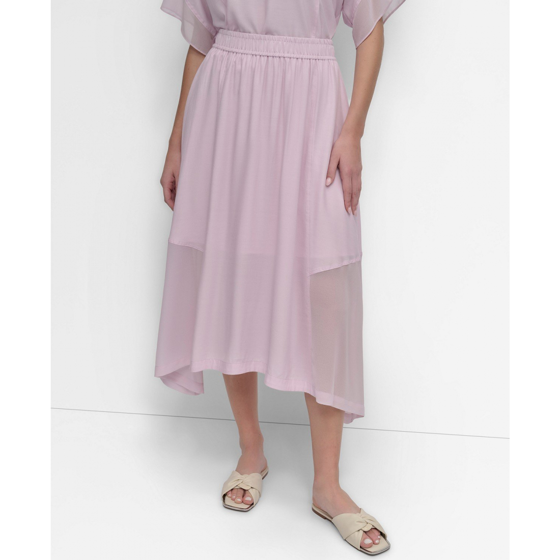 Jupe Midi 'Handkerchief Hem Mixed Media' pour Femmes