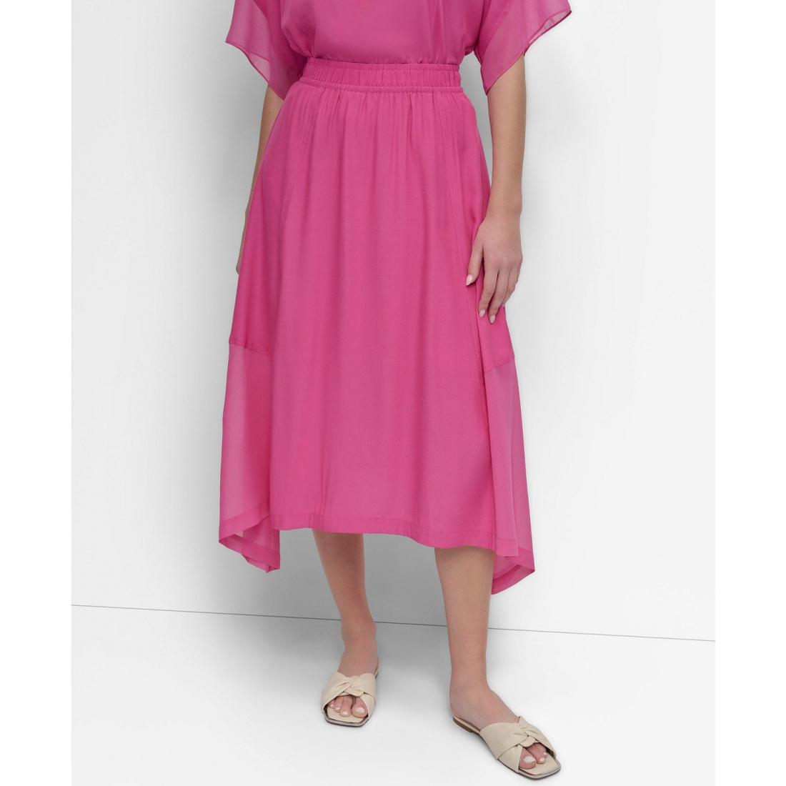 Jupe Midi 'Handkerchief Hem Mixed Media' pour Femmes