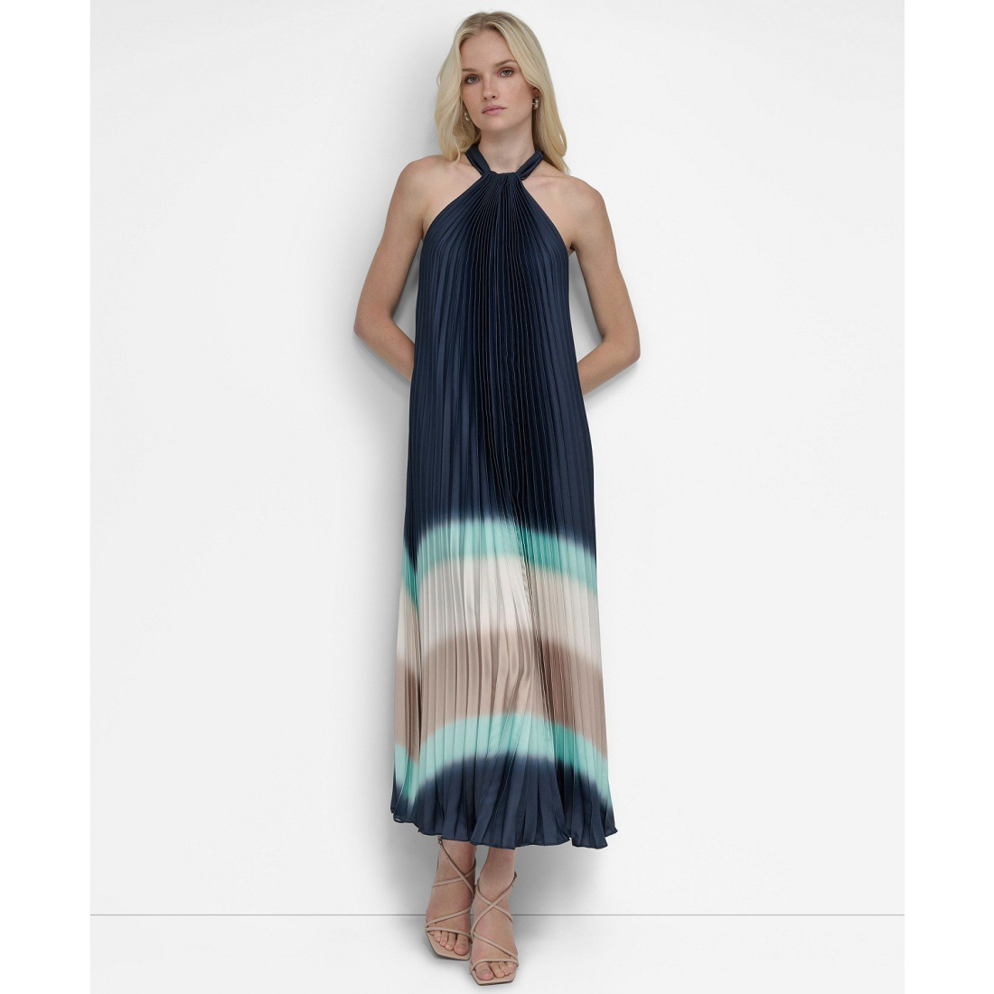 Women's 'Halter Sunray-Pleated Ombré' Maxi Dress