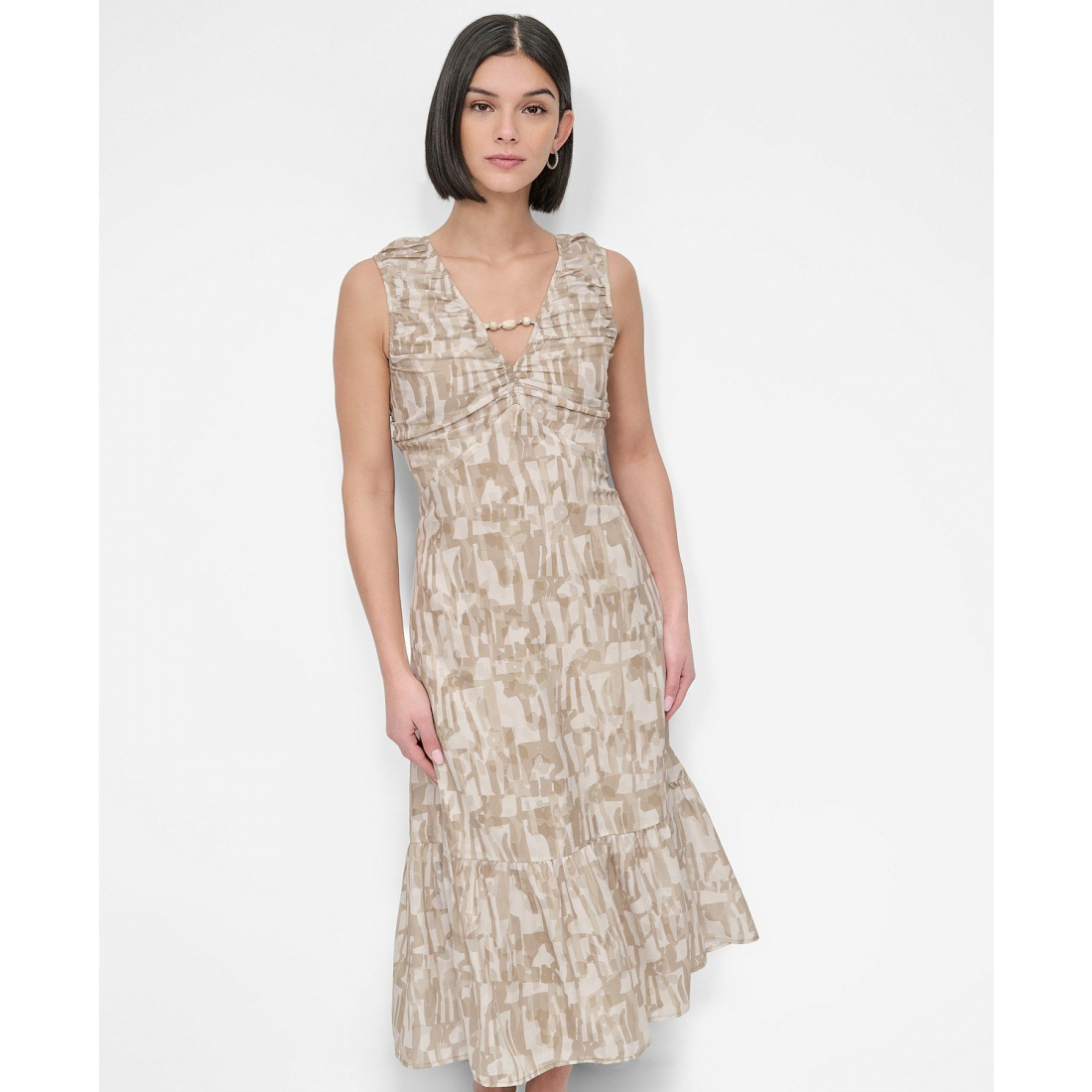 Women's 'City Burnout Beaded-Trim V-Neck' Sleeveless Dress