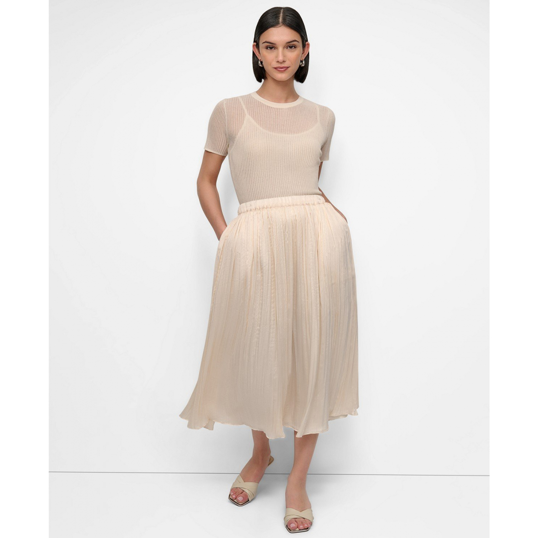 Jupe Midi 'Crushed Crease Pull-On' pour Femmes