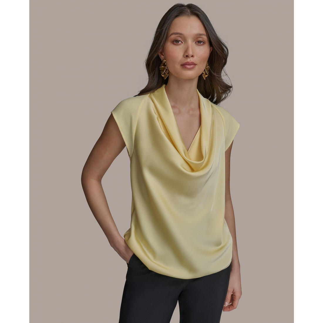 Top à manches courtes 'Mixed Media Cowlneck' pour Femmes