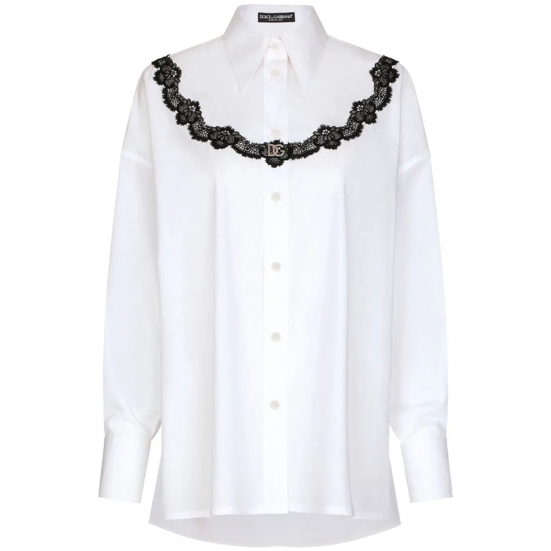 Chemise 'Lace-Insert Poplin' pour Femmes