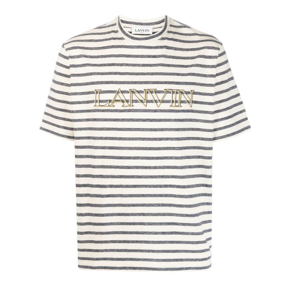 T-shirt 'Logo-Embroidered Striped' pour Hommes
