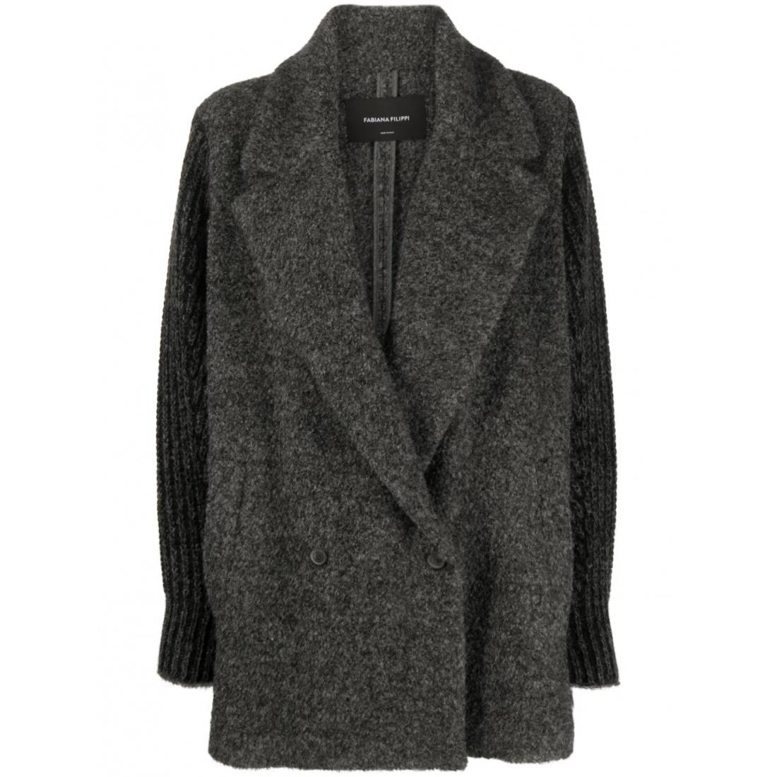 Manteau 'Knitted-Sleeved Double-Breasted' pour Femmes