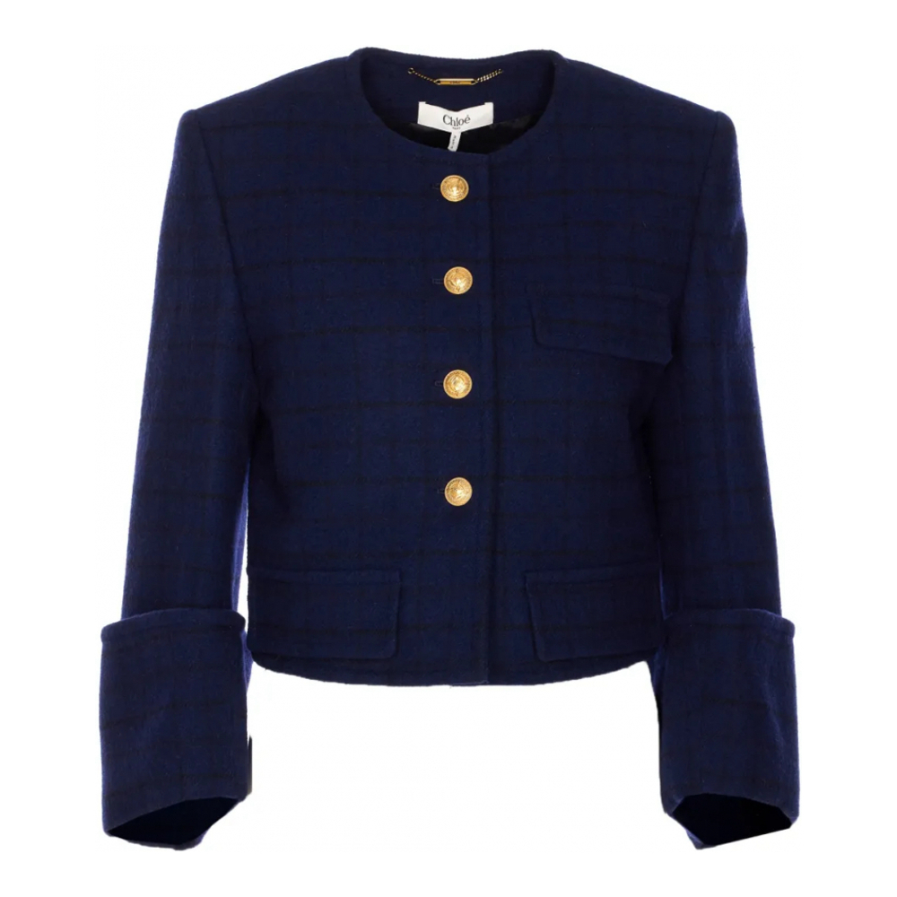 'Check-Pattern Button' Jacke für Damen