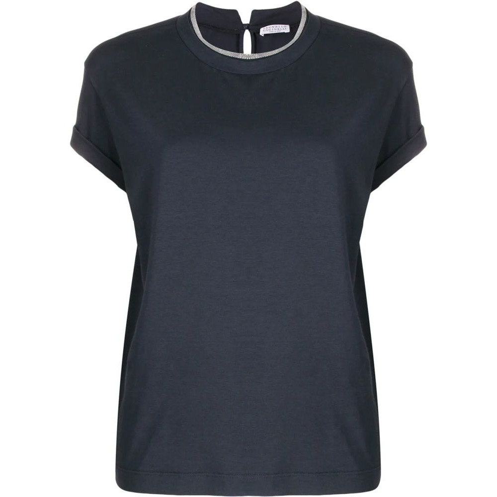 T-shirt 'Brass-Embellished Crew-Neck' pour Femmes
