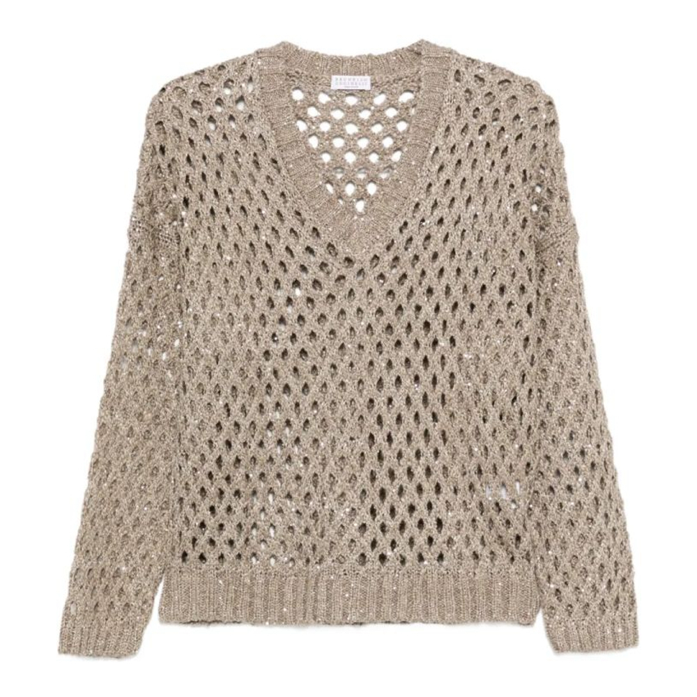 Women's 'Sequin-Embellished Open-Knit' Sweater