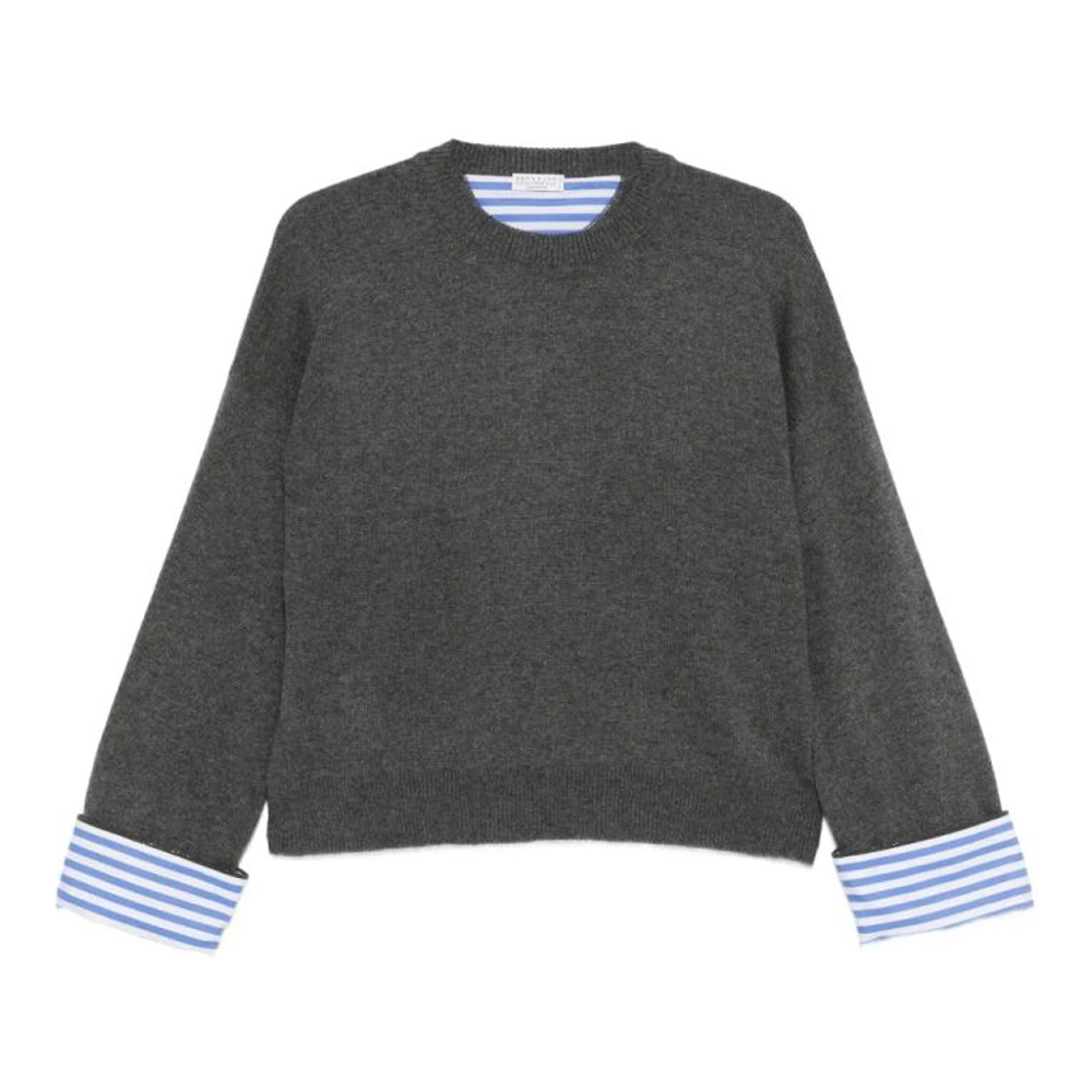 Pull en cachemire 'Striped-Cuff' pour Femmes